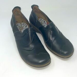 Romika Black Leather Wedge Shoes – Slip-On, Size 38